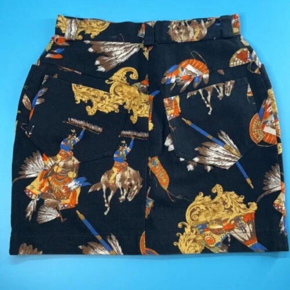 Stefano Giorgi Women’s Vintage Navy Blue & Gold Novelty Skirt Size XS